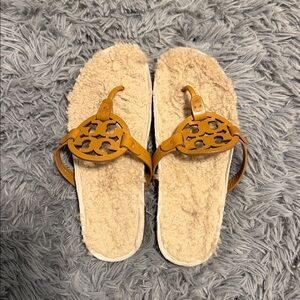 Tory Burch Brown Shearling Sandals